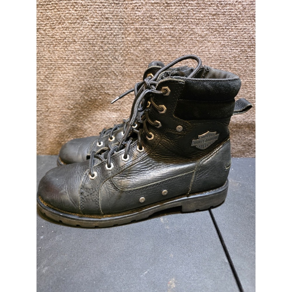 Harley Davidson 8 Inch Leather Side Zip Style 94339 Motorcycle Boots US Men 9
